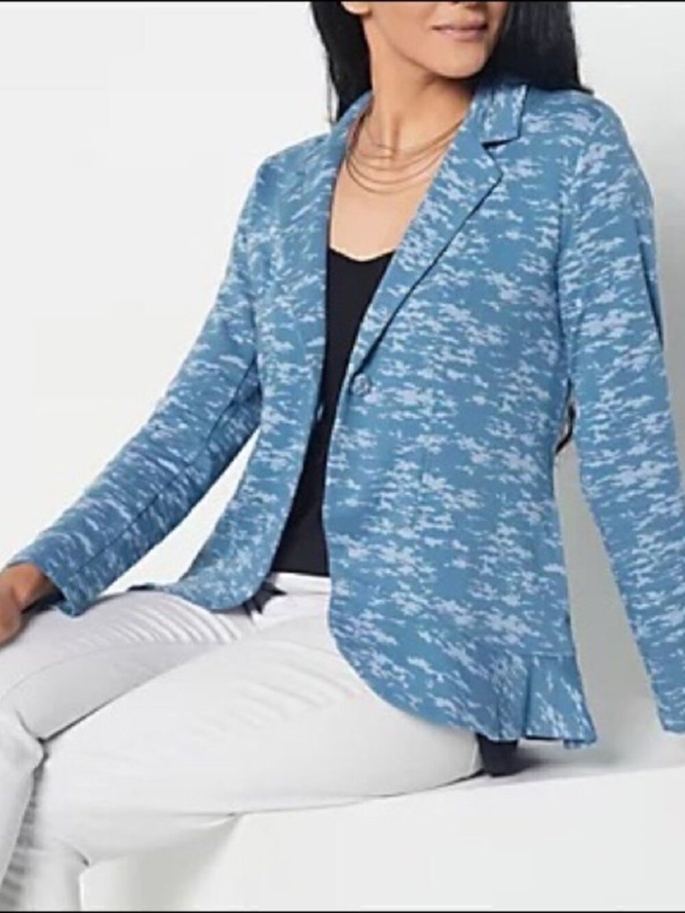 LOGO by Lori Goldstein Mini Camo French Terry Blazer